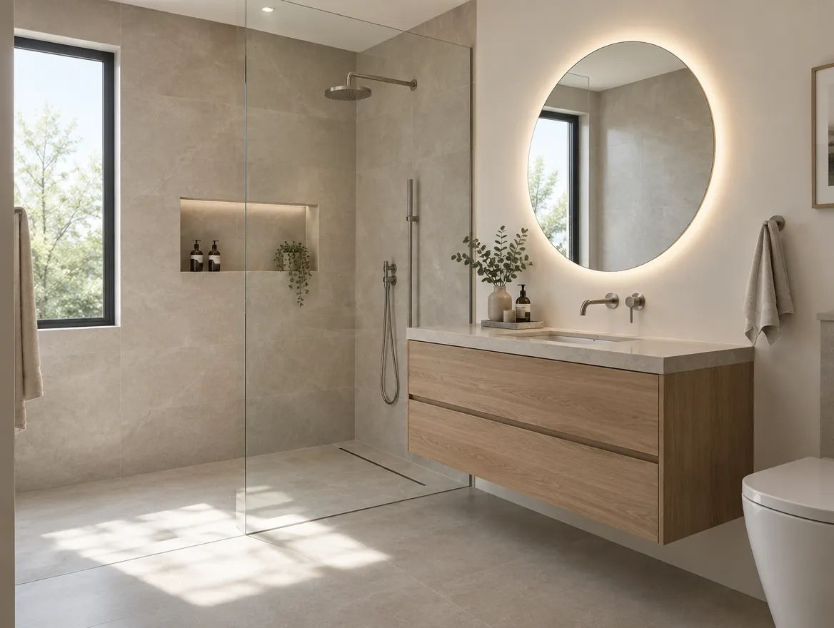 AI-generated luxury bathroom redesign