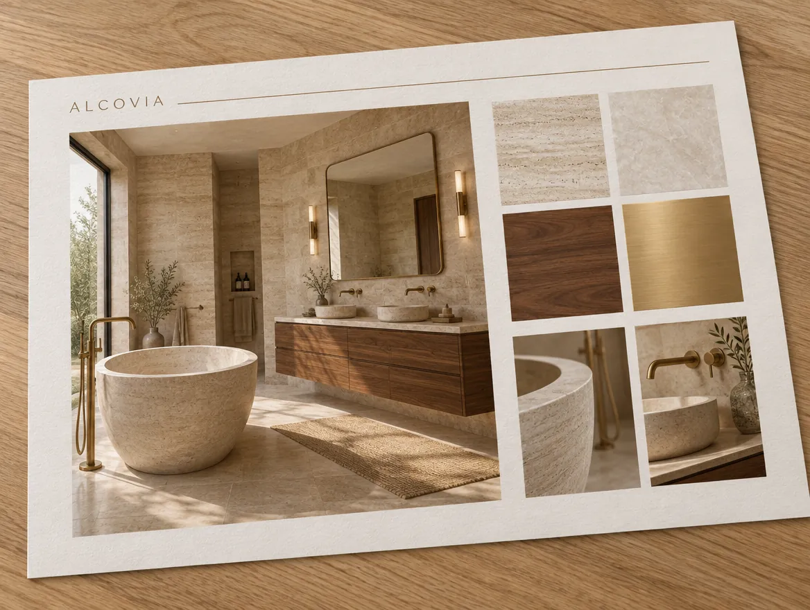 PDF export showing bathroom material specifications