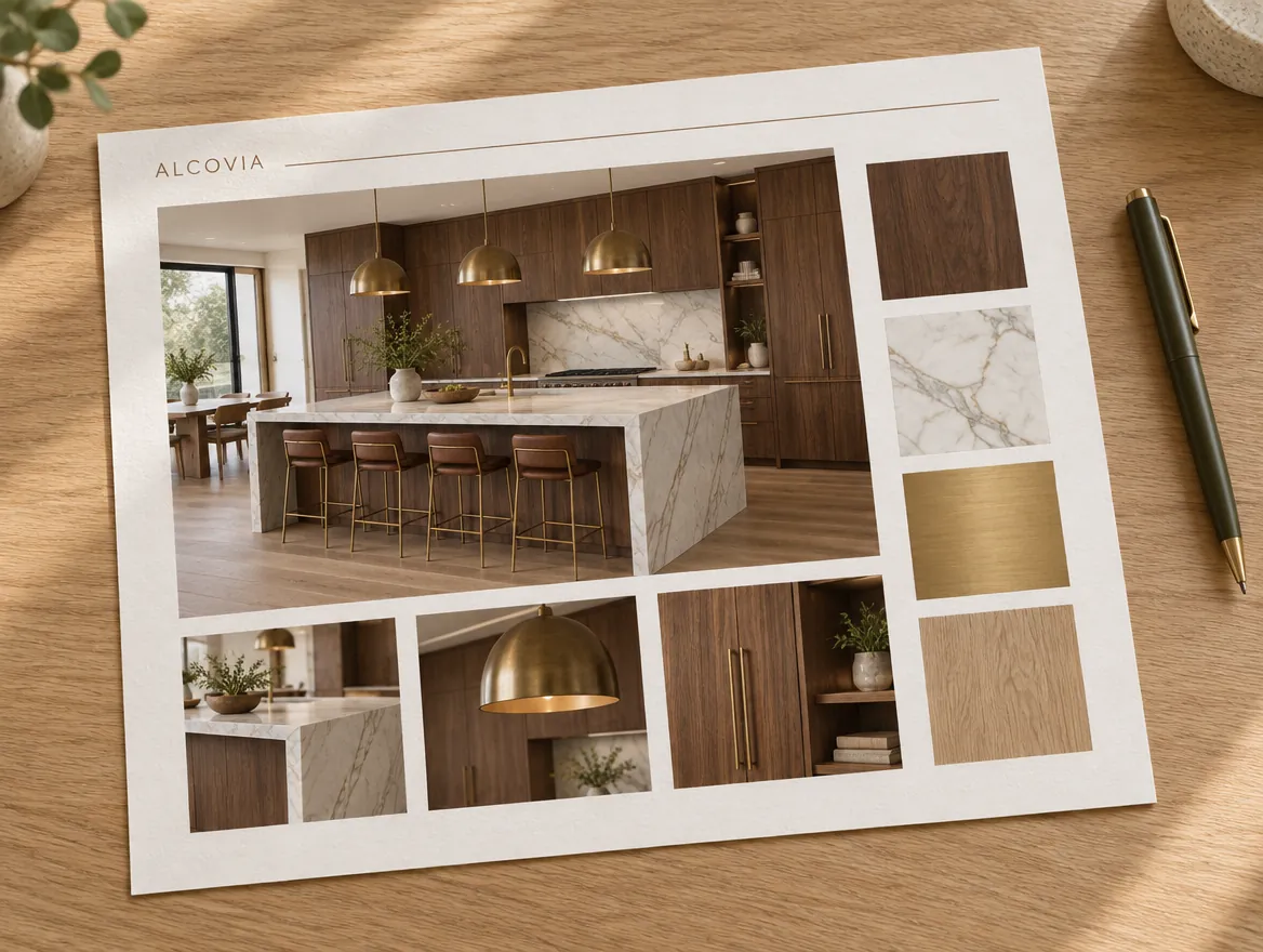 PDF export showing a photorealistic kitchen render