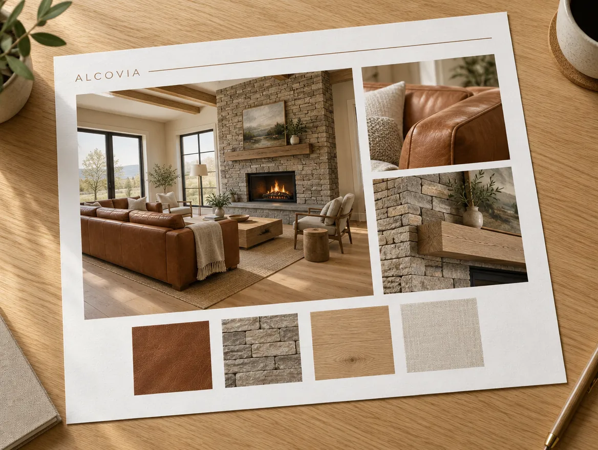 PDF export showing a living room design and cost estimate